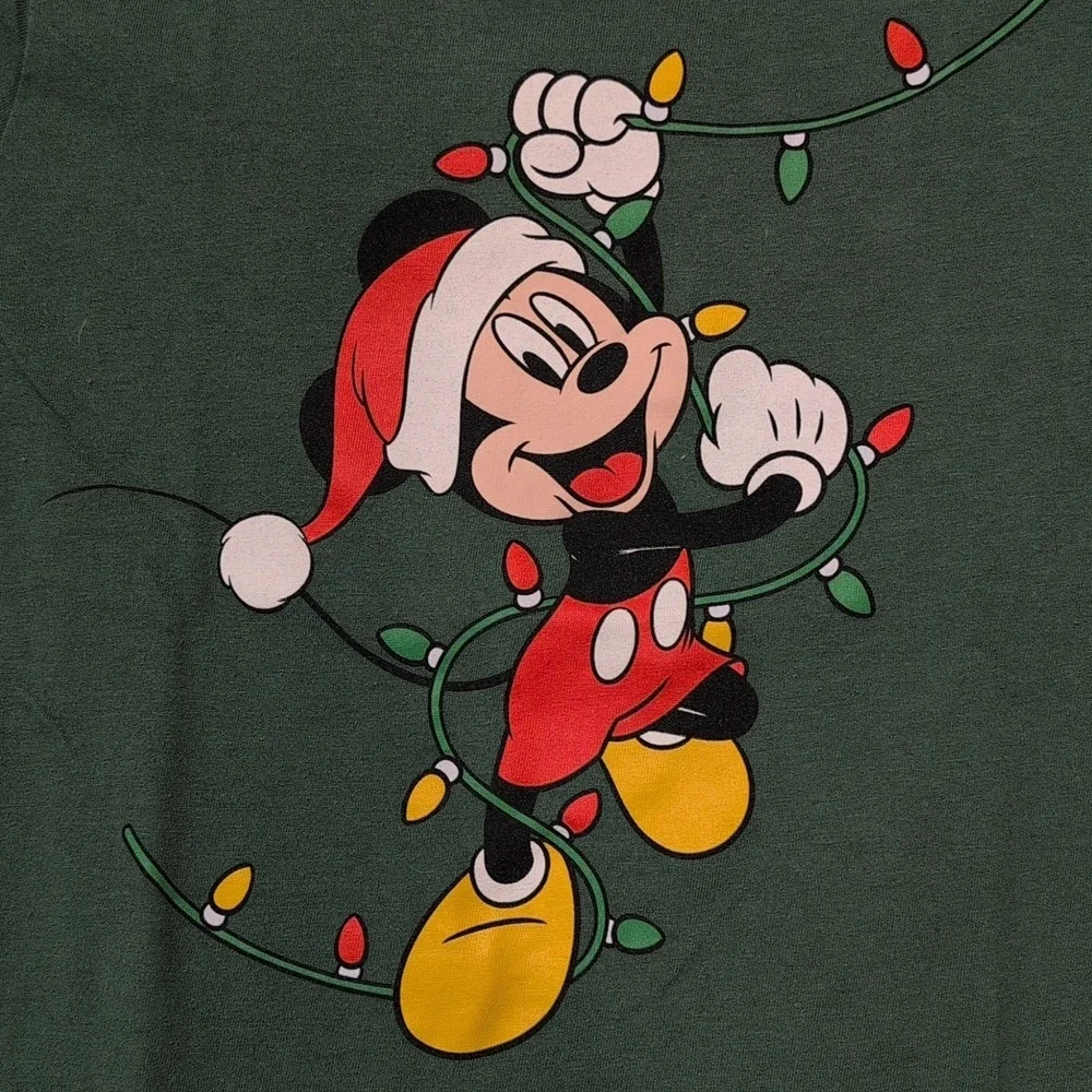 Old Navy Green Christmas Kids Tee with Mickey Mouse